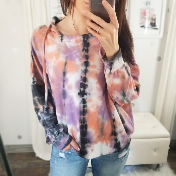 Last1️⃣🆕Blossom Ultra Soft Tie Dye Hoodie Top - Picture 1 of 11